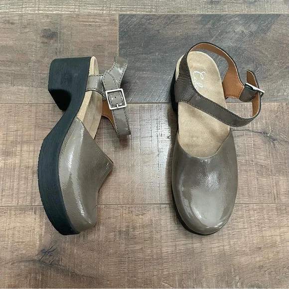 Calou Stockholm Dolores Clog Patent Leather Gray Size 10 - Picture 2 of 7